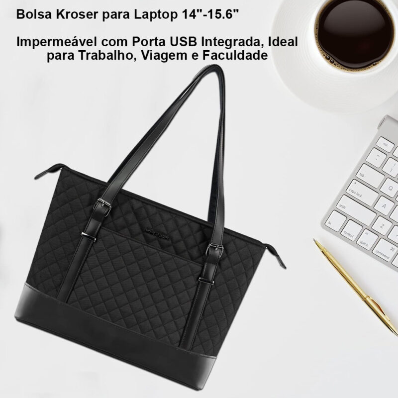 Bolsa de Mão Laptop 15.6 Kroser Bolsa de Ombro Feminina