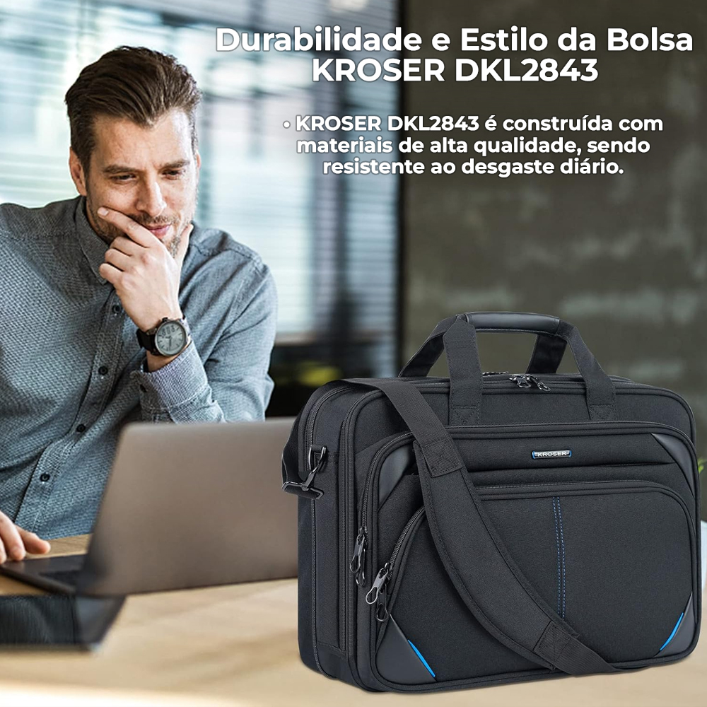 Bolsa Mão Kroser Laptop 17.3" Acessórios Viagem Portátil