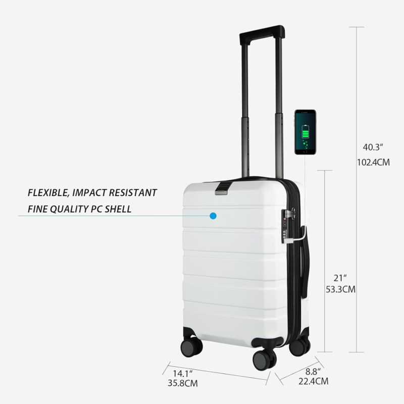 Mala Mão Bordo/Viagem Kroser 20" Rígida 4 Rodas Branca