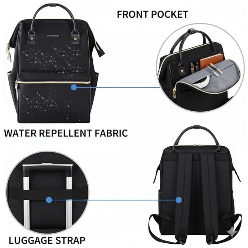 Mochila Kroser para Laptop 17" Impermeável, Casual Preta