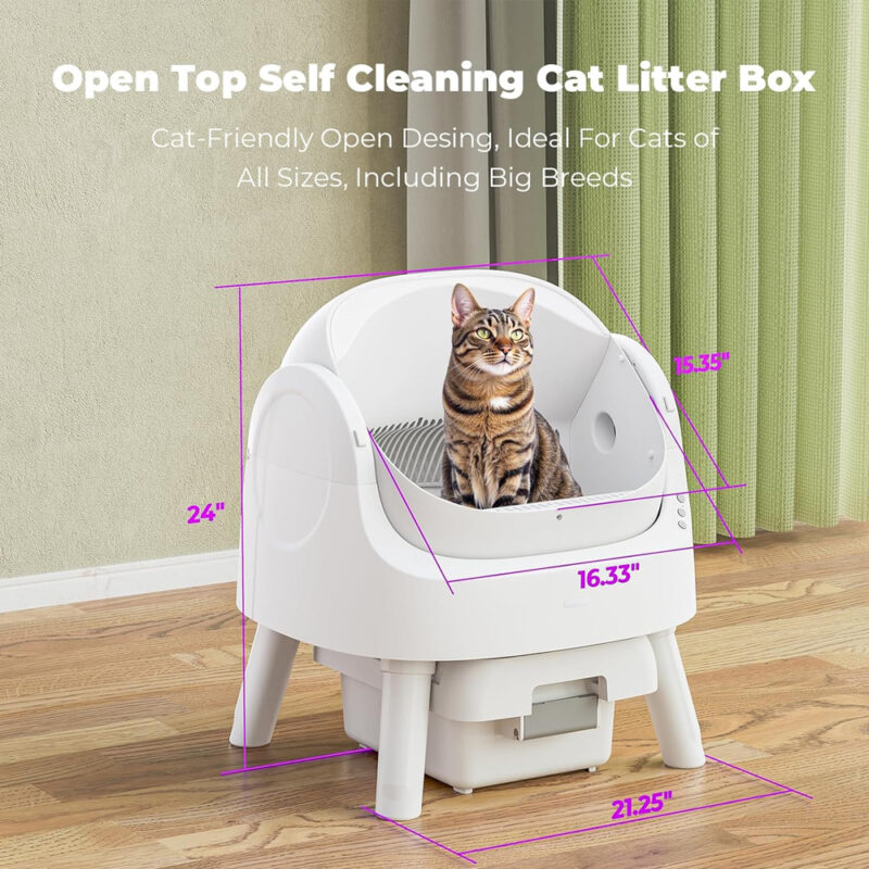 PetPivot Caixa de Areia Autolimpante Gatos Tampa Aberta