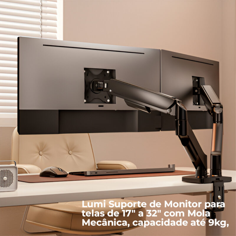 Suporte/Braço Mesa Dual Lumi Monitor 17-32 Mola Mecânica