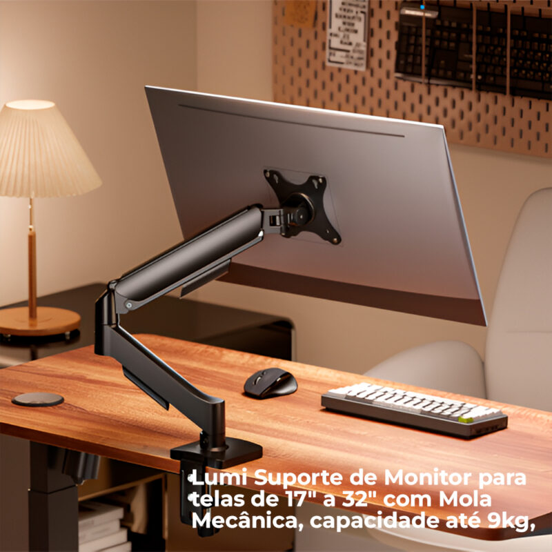 Suporte/Braço Mesa Lumi Monitor 17-32" com Mola Mecânica