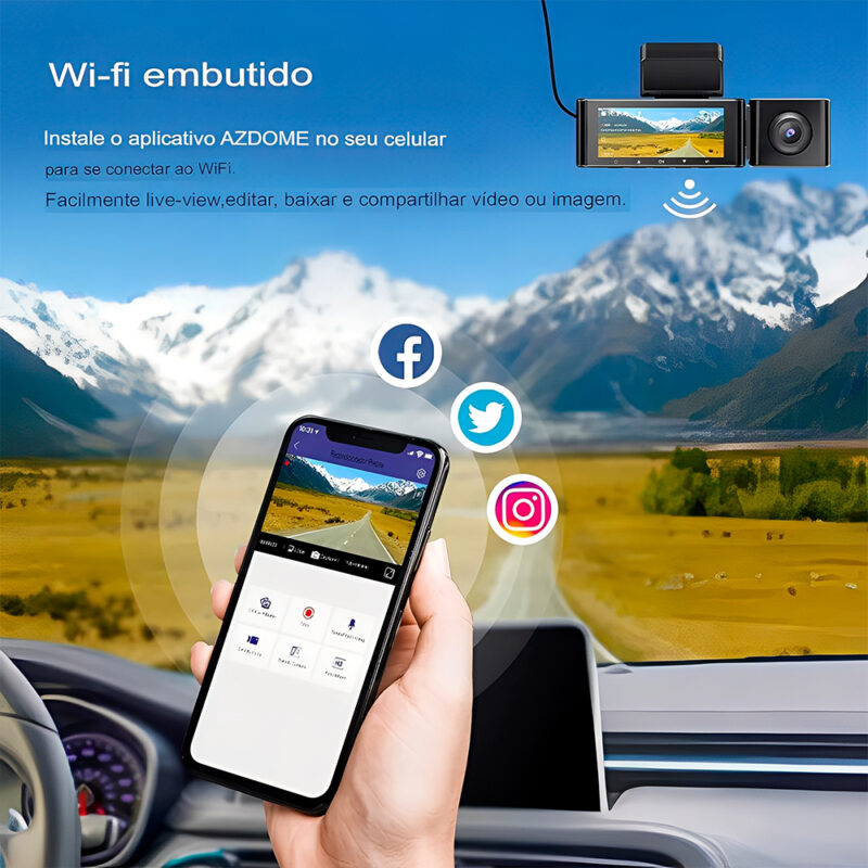 Câmera Painel Azdome M550 Pro DashCam Wi-Fi 3CH Gps 3.18