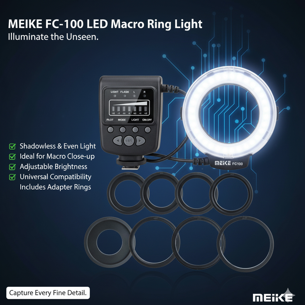 Flash Circular Macro Meike FC-100 Canon N Pentax Olympus