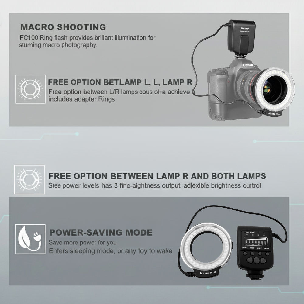 Flash Circular Macro Meike FC-100 Canon N Pentax Olympus