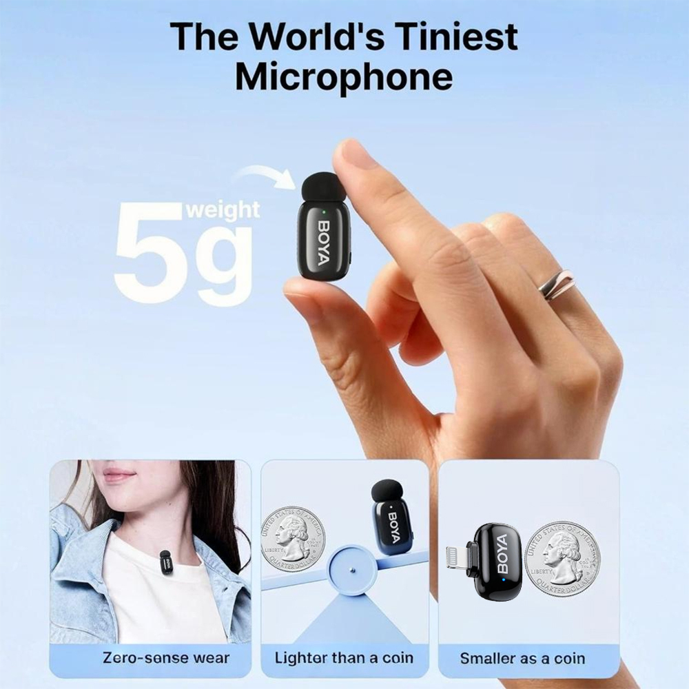 Microfone Lapela SemFio Boya Boyamini-16 Lightning Preto