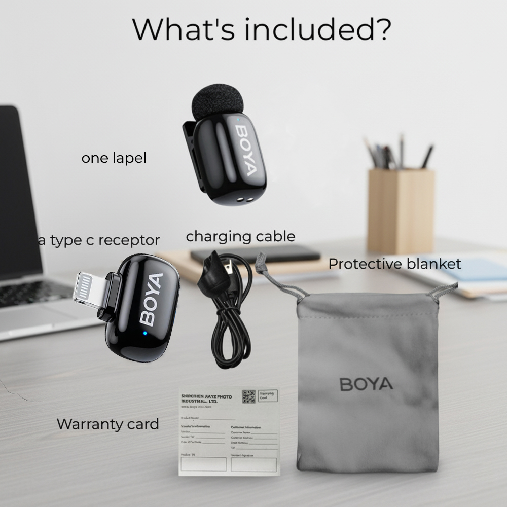 Microfone Lapela SemFio Boya Boyamini-16 Lightning Preto