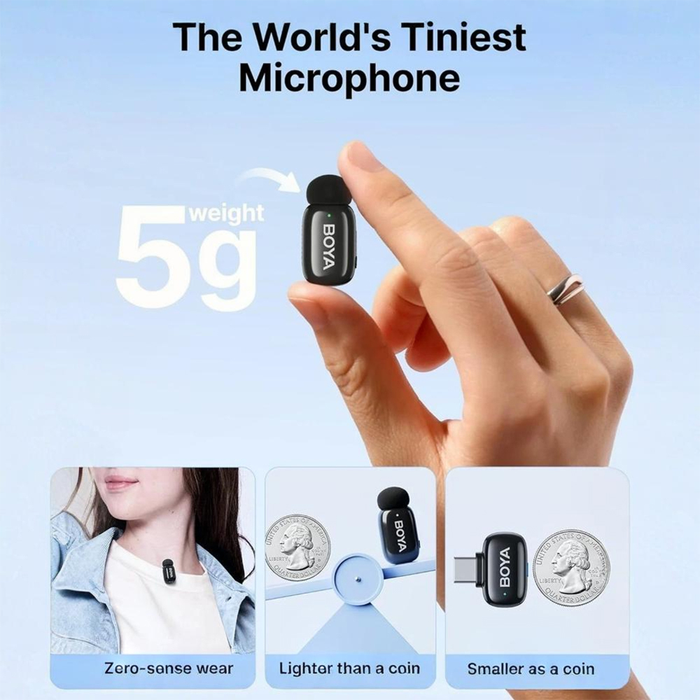 Microfone de Lapela Boya Boyamini-17 Android/Ios Preto
