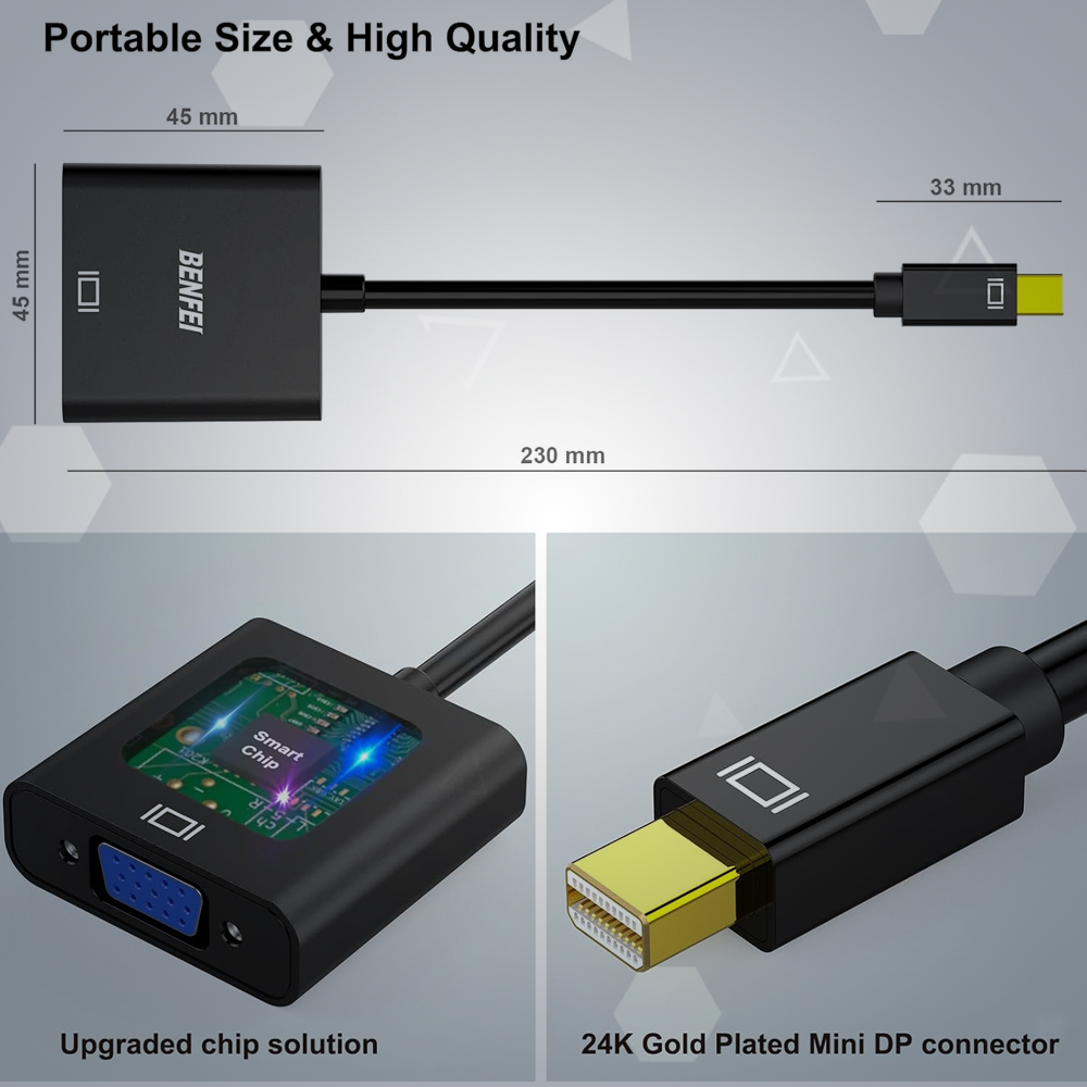 Benfei Adaptador Mini DisplayPort Para Vga 1080p Preto