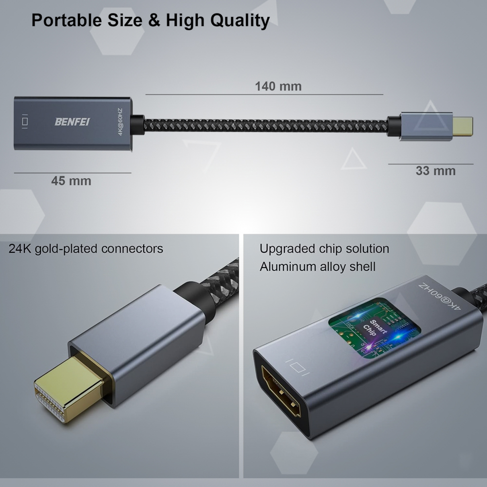 Benfei Adaptador Mini Displayport Para HDMI 4K 60Hz