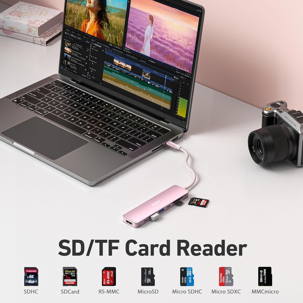 Hub Usb C Benfei 7 em 1 Hdmi 4K SD/TF 100W Pd Cabo Macio