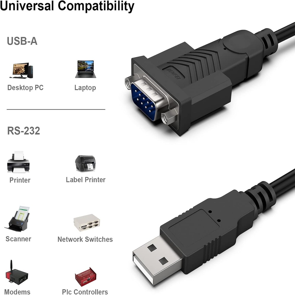 Benfei Adaptador USB Para Serial RS-232 DB9 1,8m 9 Pinos