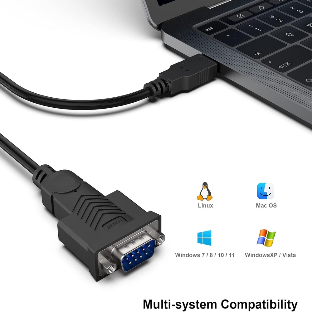 Benfei Adaptador USB Para Serial RS-232 DB9 1,8m 9 Pinos