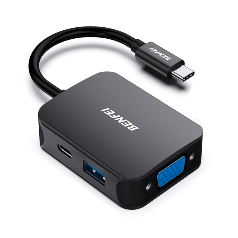 Benfei Hub Usb C 4 Em 1 para Hdmi, Usb A/C, Vga Preto