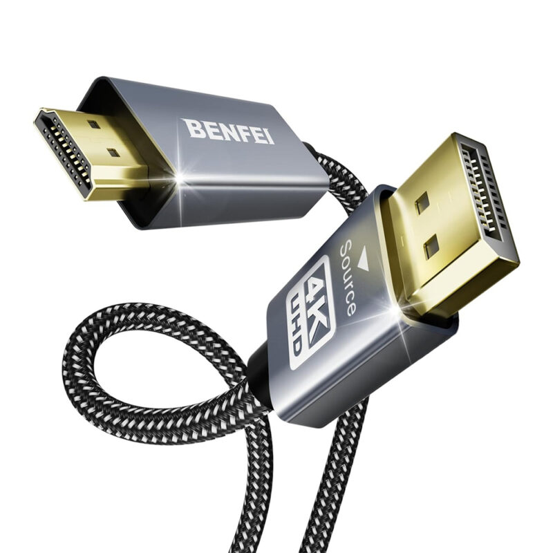Cabo DisplayPort Para HDMI 4K 4,5M Benfei Nylon Alumínio