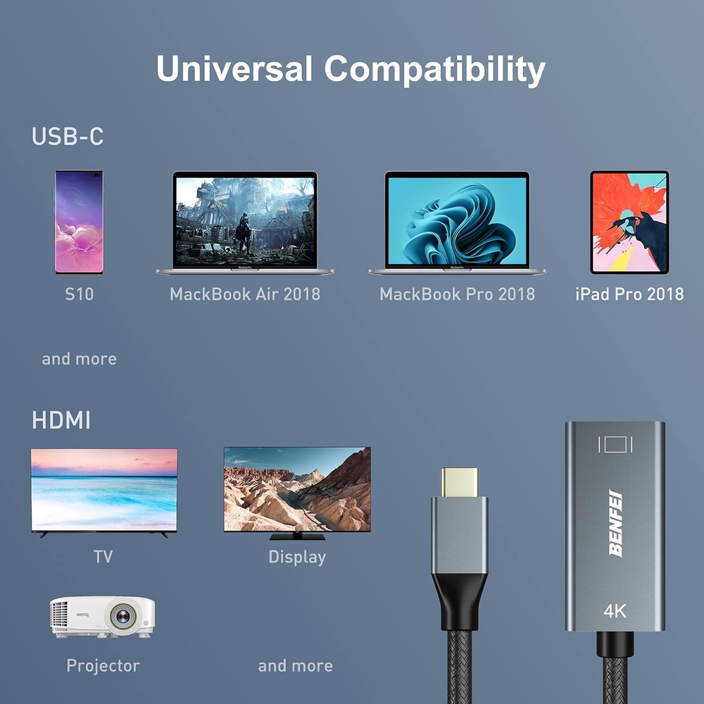 Adaptador Usb C Para Hdmi 4k 60hz Benfei Plug And Play