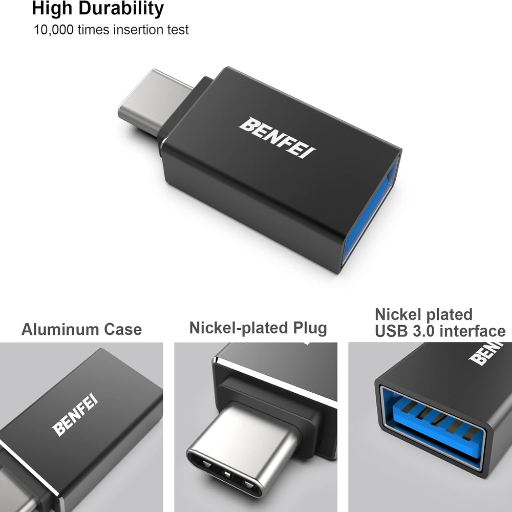 Benfei Adaptador Usb C pra Usb 3.0 Fêmea 3 Unidade Preto