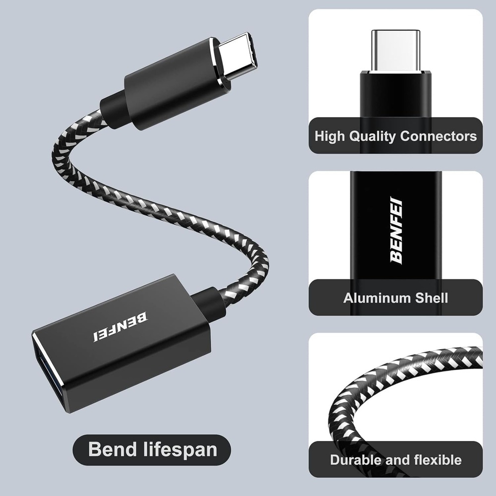 Benfei Adaptador USB Tipo C pra USB 3.0 Fêmea 2 Unidades