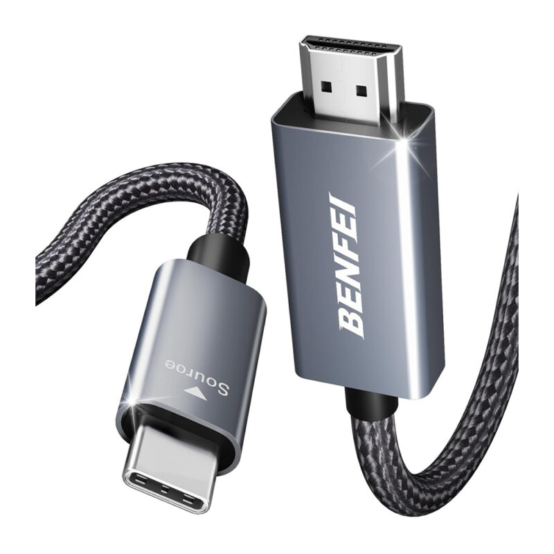 Benfei Cabo Usb C p/Hdmi 4k 60hz 3M Nylon Alumínio Cinza