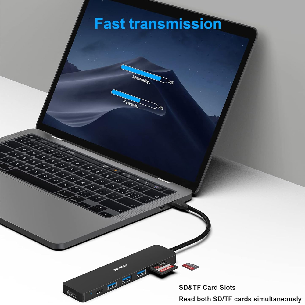 Benfei USB-C Hub 7 Em 1 HDMI 4K USB 3.0 SD TF PD Tipo C