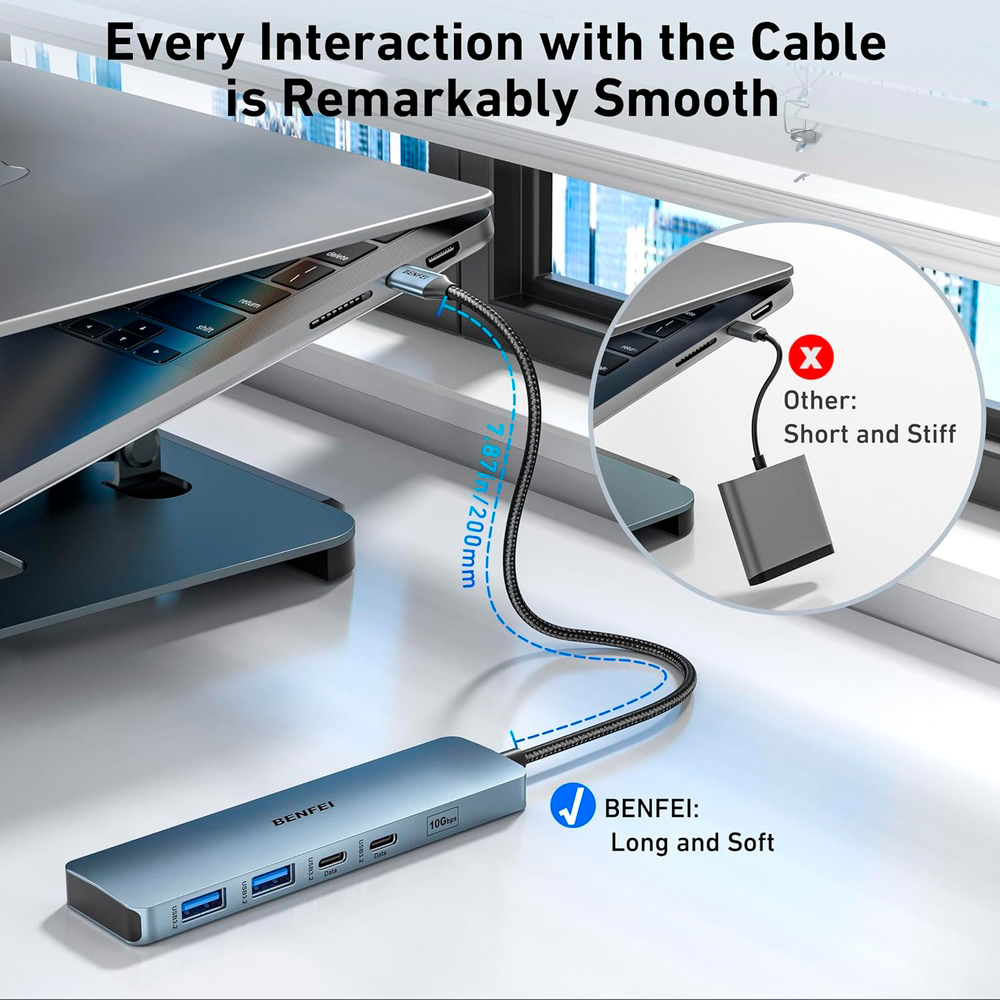 Benfei Adaptador Hub USB-C 6 Em 1 HDMI 4K 60Hz PD 100W