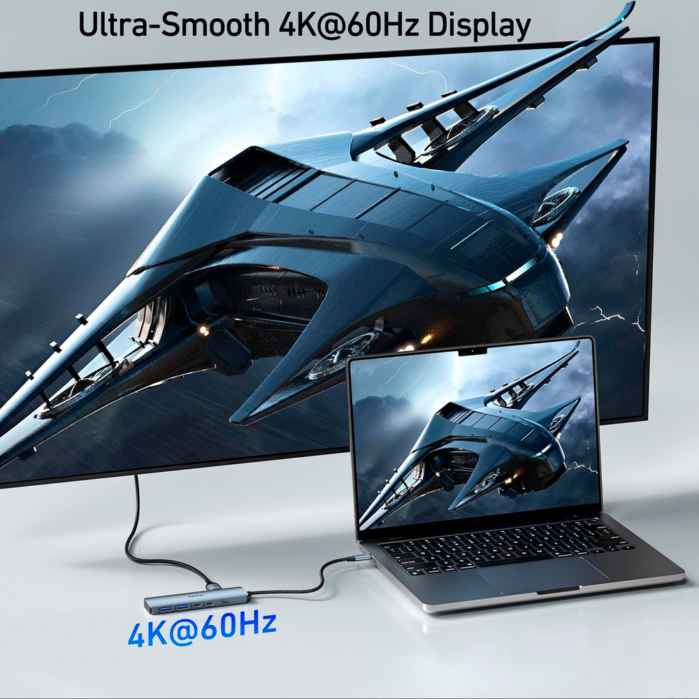 Benfei Adaptador Hub USB-C 6 Em 1 HDMI 4K 60Hz PD 100W