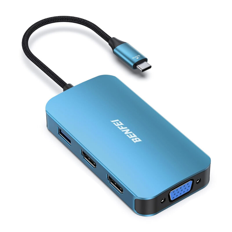 Hub USB C Benfei MST 8 em 1 Hdmi Vga Usb 3.0 100W PD Aux