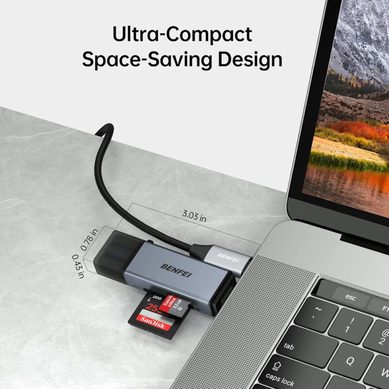 Leitor Cartão Memória Benfei Micro e SD para USB 3.0 A/C