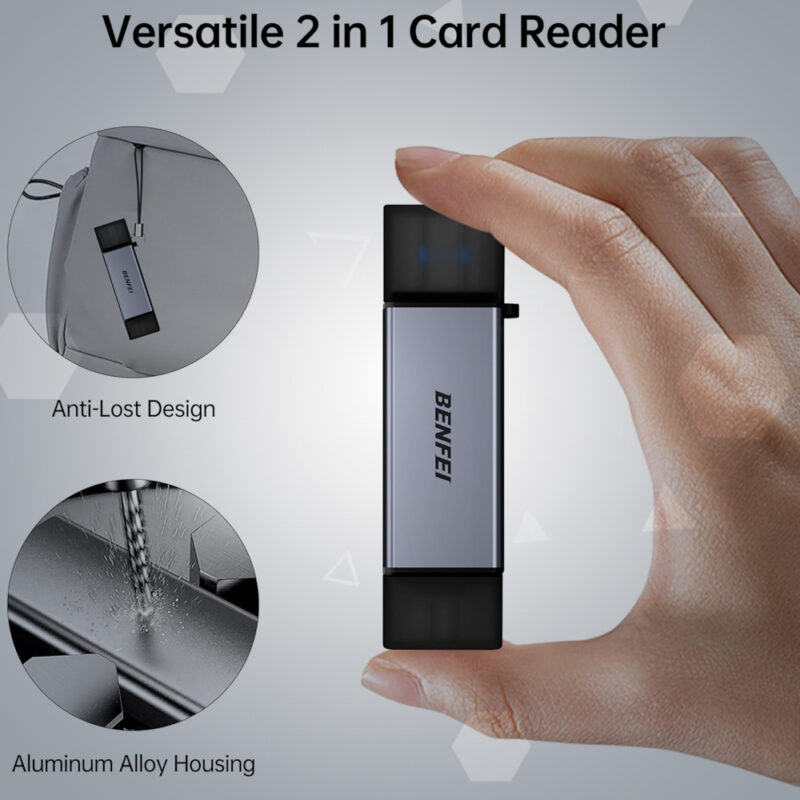 Leitor Cartão Memória Benfei Micro e SD para USB 3.0 A/C