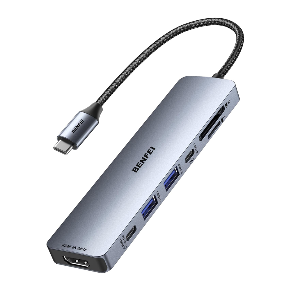 Benfei Hub USB C 7 Em 1 HDMI 4K60Hz Pd100W USB 3.0 SD/FT