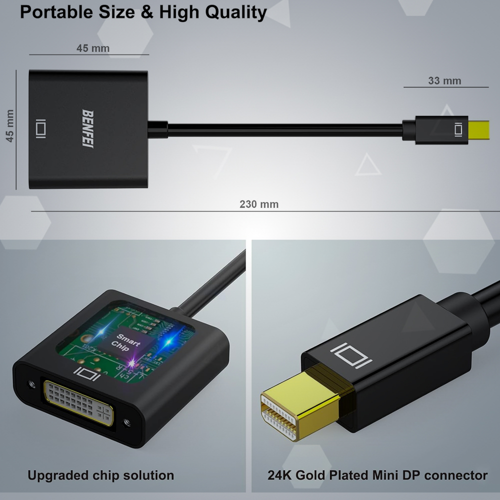 Adaptador Mini DisplayPort P/DVI Benfei 1080p MachoFêmea