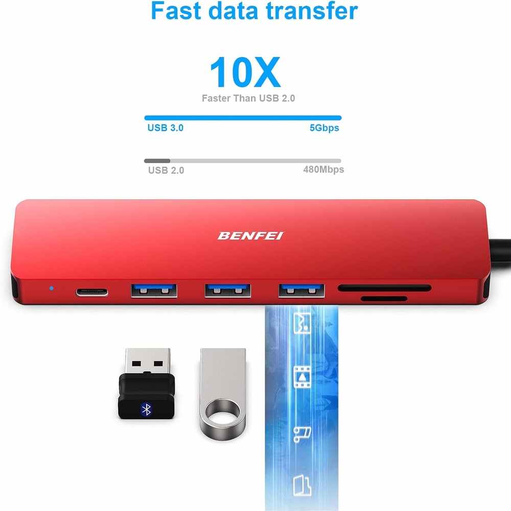 Hub Usb C Benfei 7x1 Hdmi 4K60hz 100W Pd 3 Usb 3.0 Sd/TF