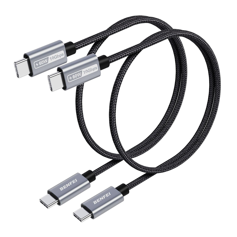 Cabo Usb-C p/Usb C Benfei Carregamento Rápido 30cm 2Pcs