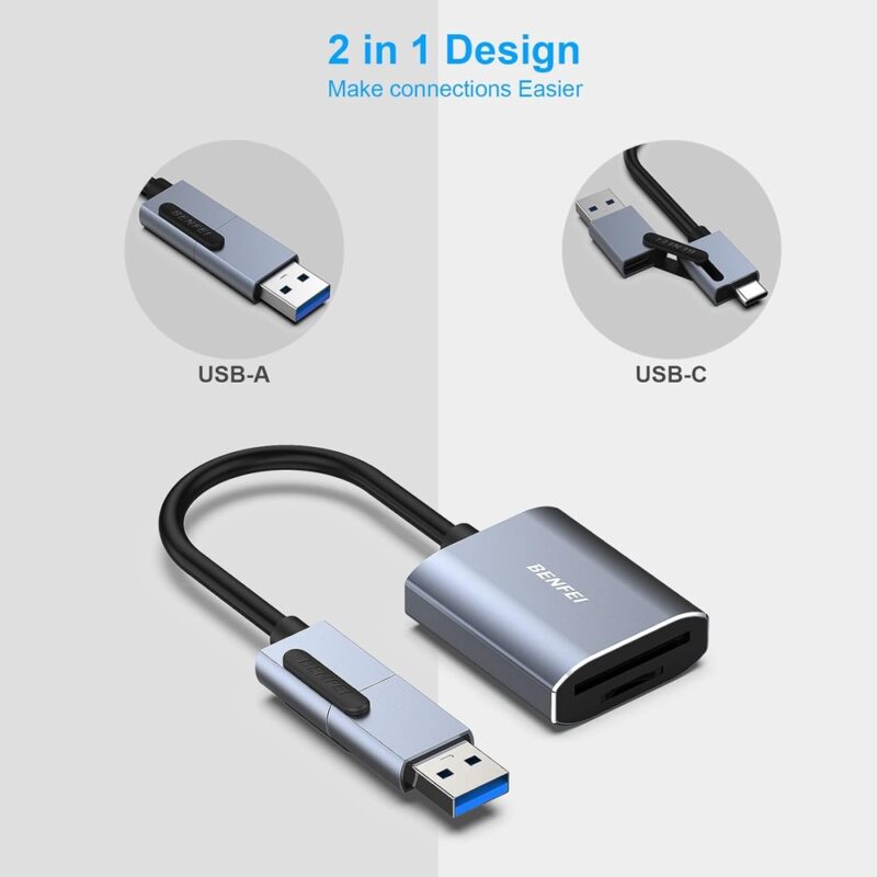 Benfei Leitor Cartão Memória USB-C/USB-A para Micro e SD