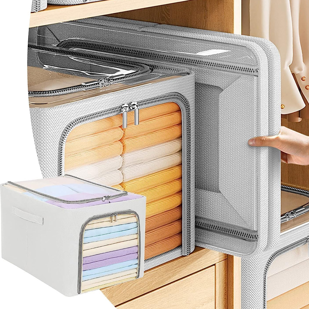 Caixa Organizadora Dobrável Life 47x35x30cm Cinza