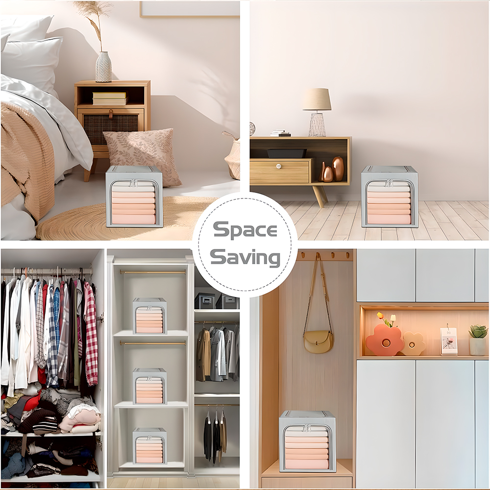 Caixa Organizadora Dobrável Life 45x30x23cm Cinza