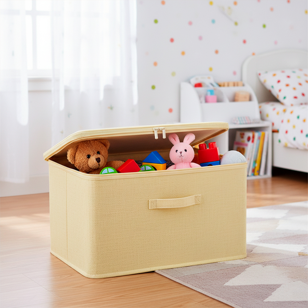 Caixa Organizadora Amarela Claro Grande 49x37x31cm