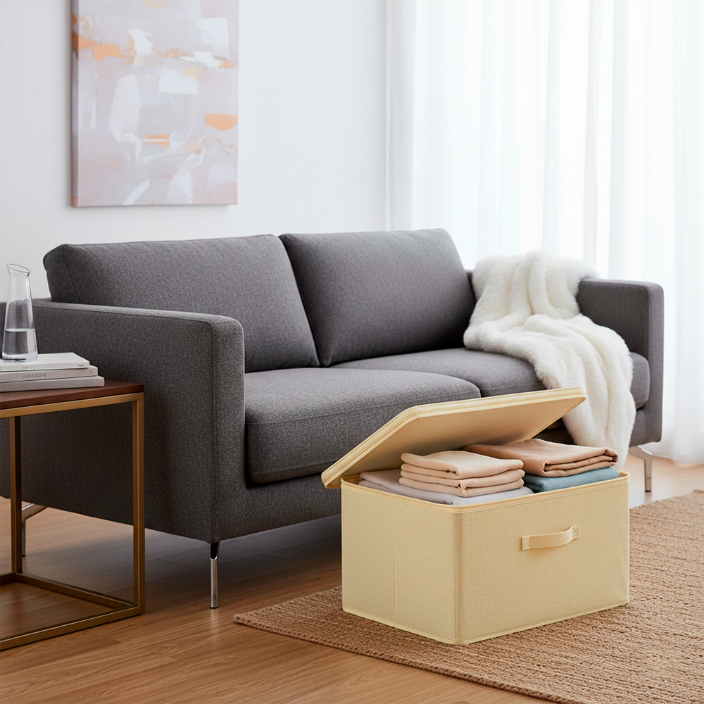 Caixa Organizadora Amarela Claro Grande 49x37x31cm