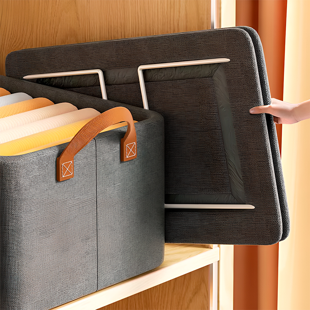 Caixa Organizadora Dobrável Life p/Roupas Armário Cinza