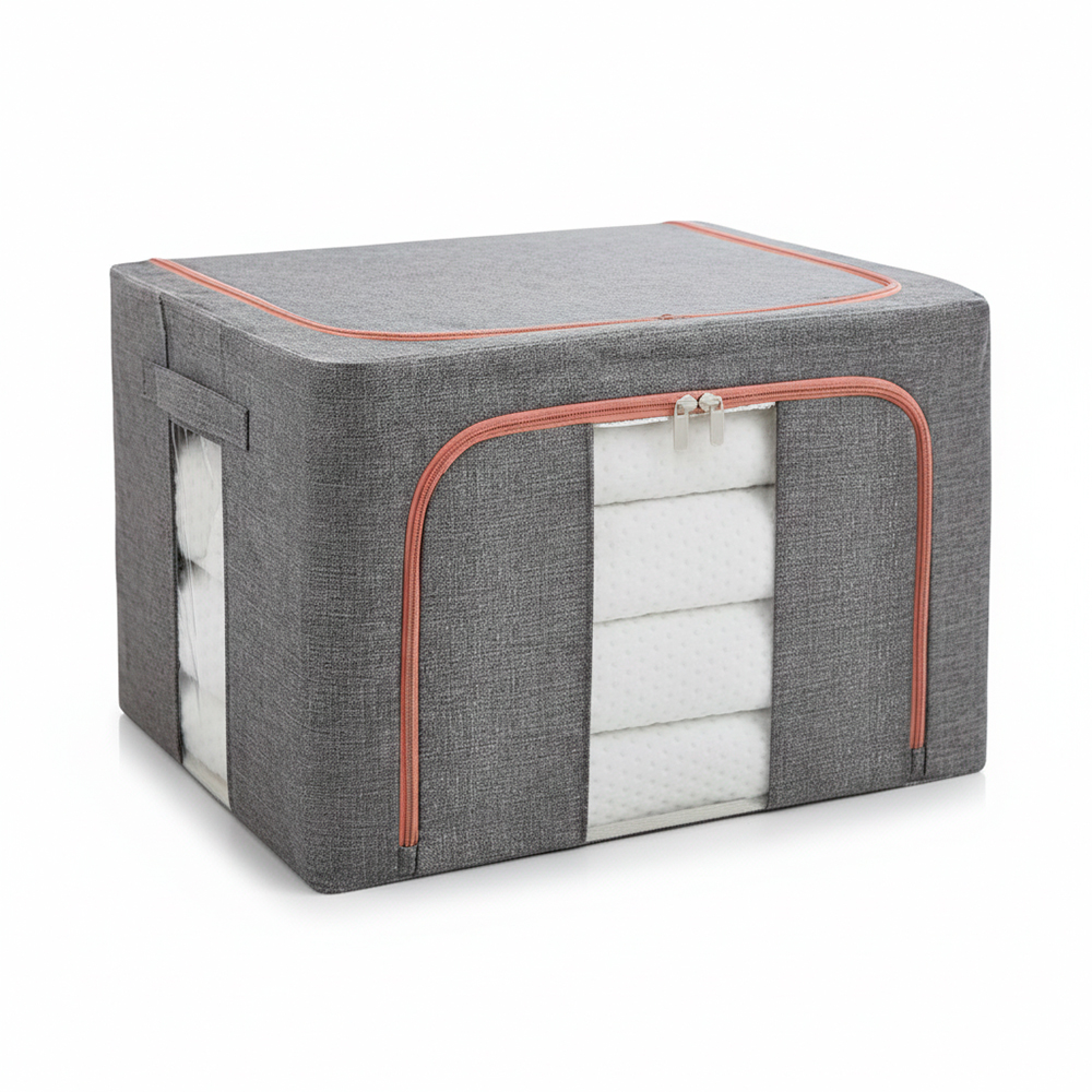 Caixa Organizadora Dobrável Life 66 Litros Grande Cinza
