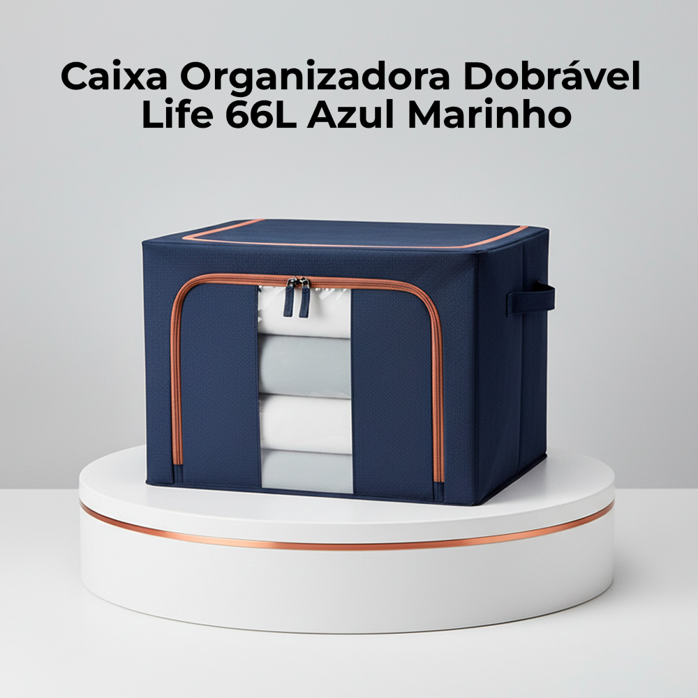 Caixa Organizadora Dobrável Life Azul Marinho 66 Litros