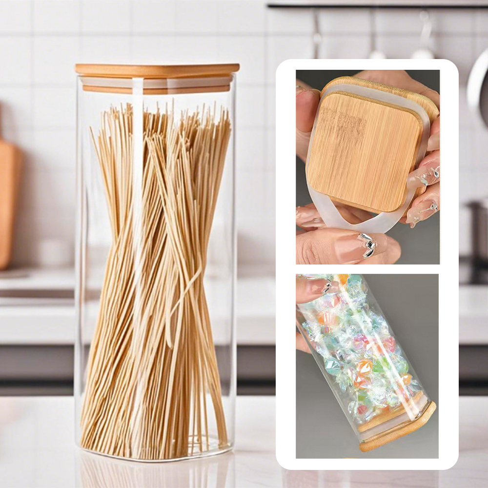 Pote De Vidro Life Alimento 2300ml Tampa Bambu Hermético