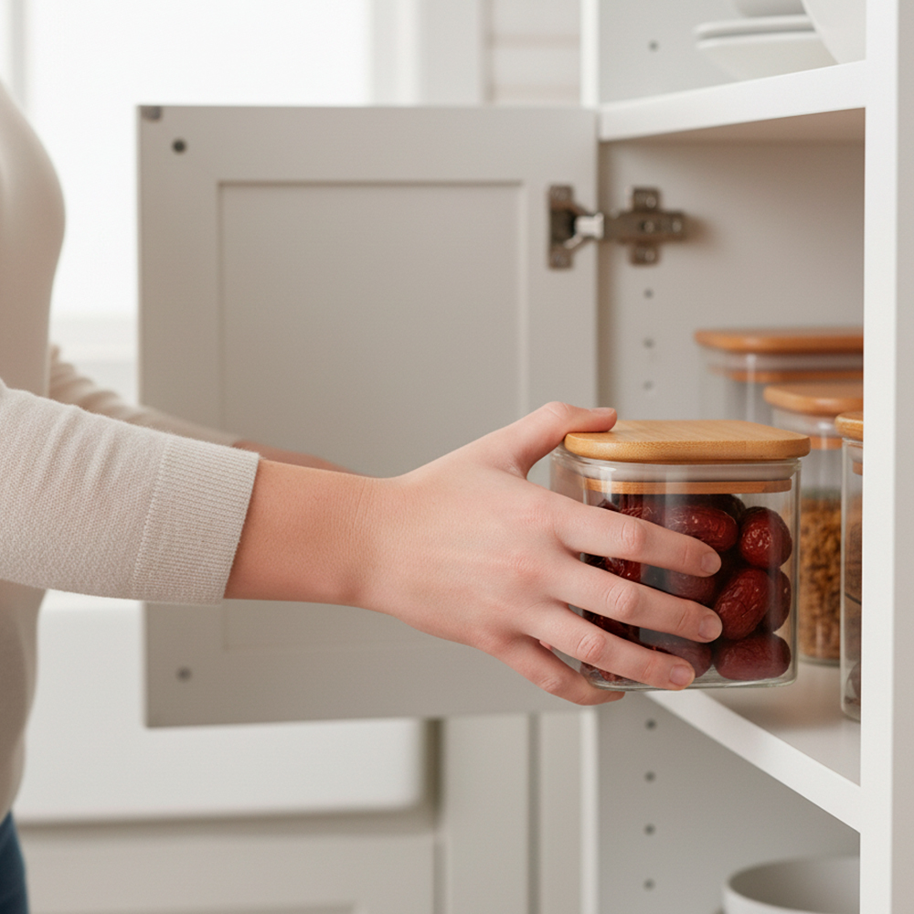 Pote Vidro Life Porta Tempero 1L Tampa Bambu Hermético