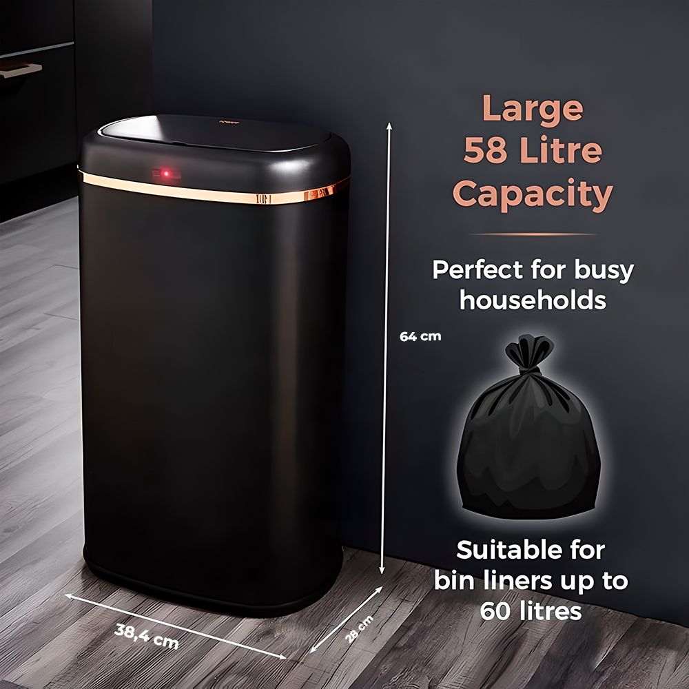 Lixeira Automática Life Sensor Preta Cozinha Escritório