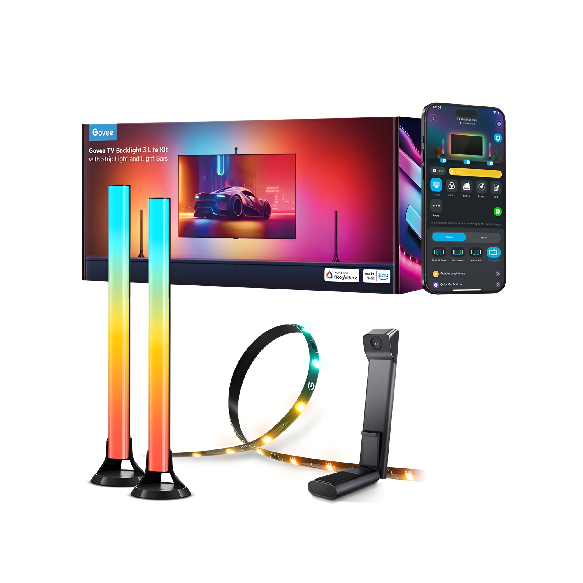 Kit Luz fundo TV Govee 3 Lite com Fita e Barras de Luz