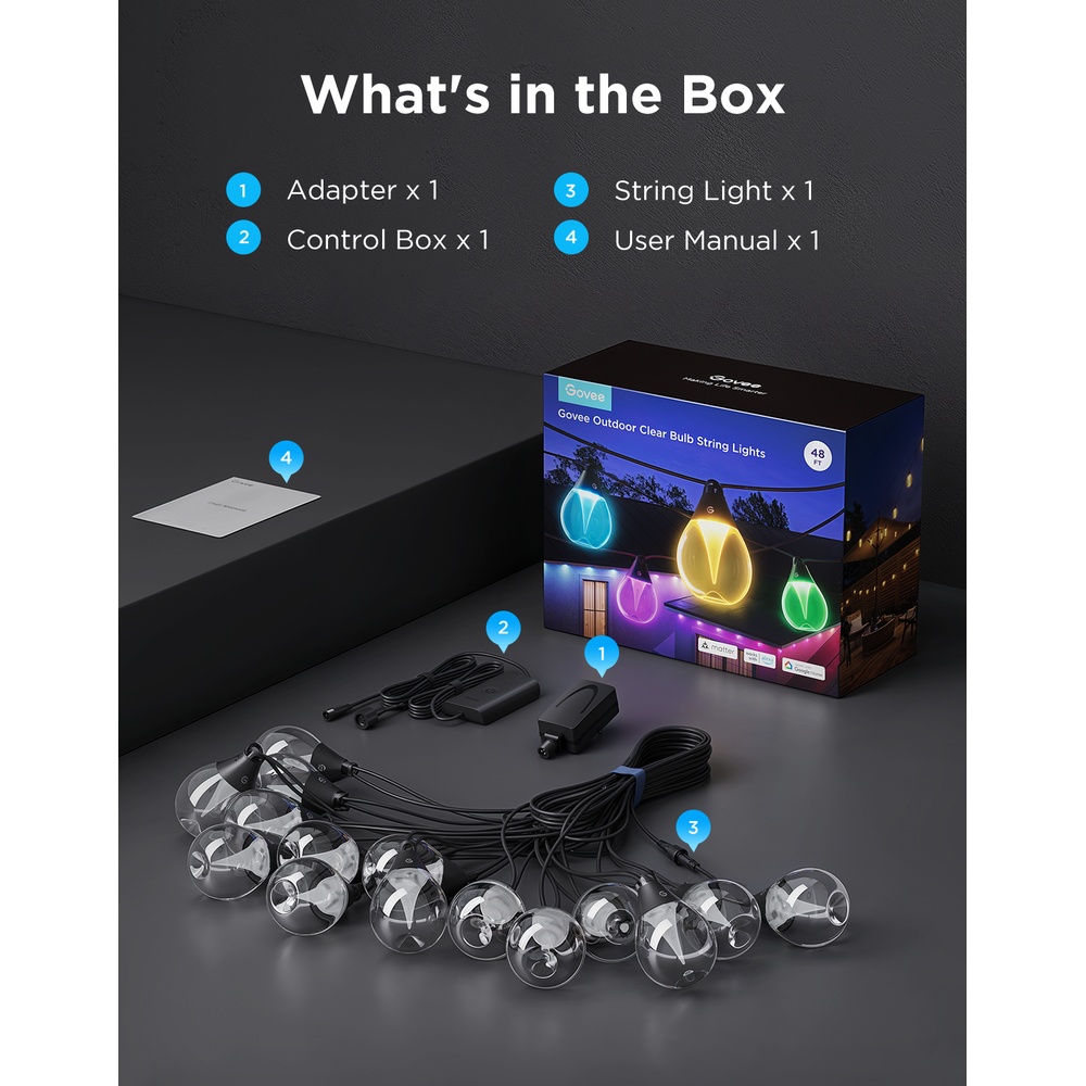 Govee Luzes Led Externa RGBIC 15M Wi-Fi BLE Alexa Google