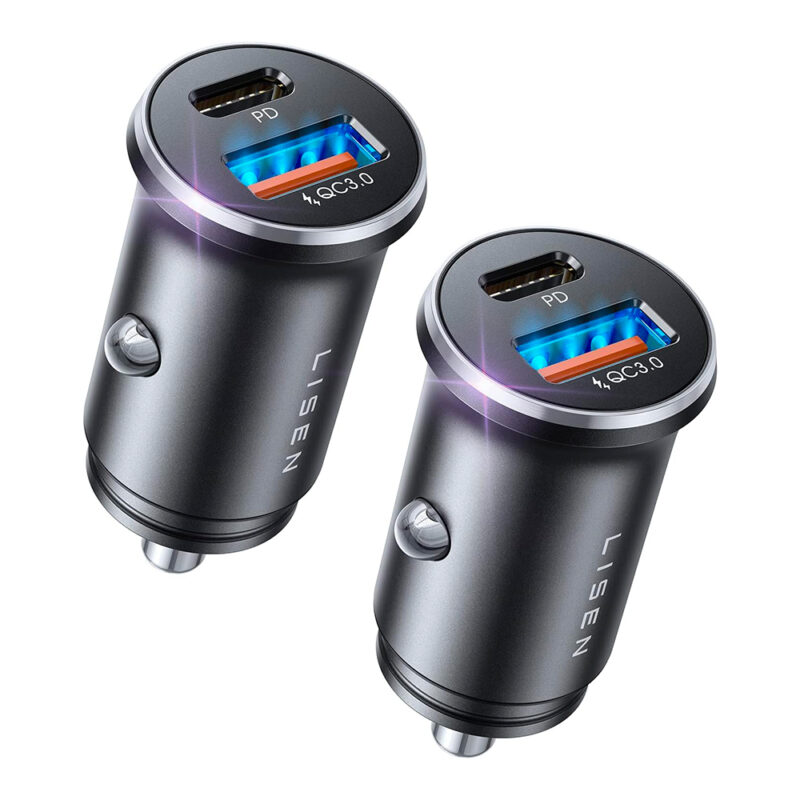 Carregador Carro Lisen 54W USB A/C iPhone 15/Android 2un