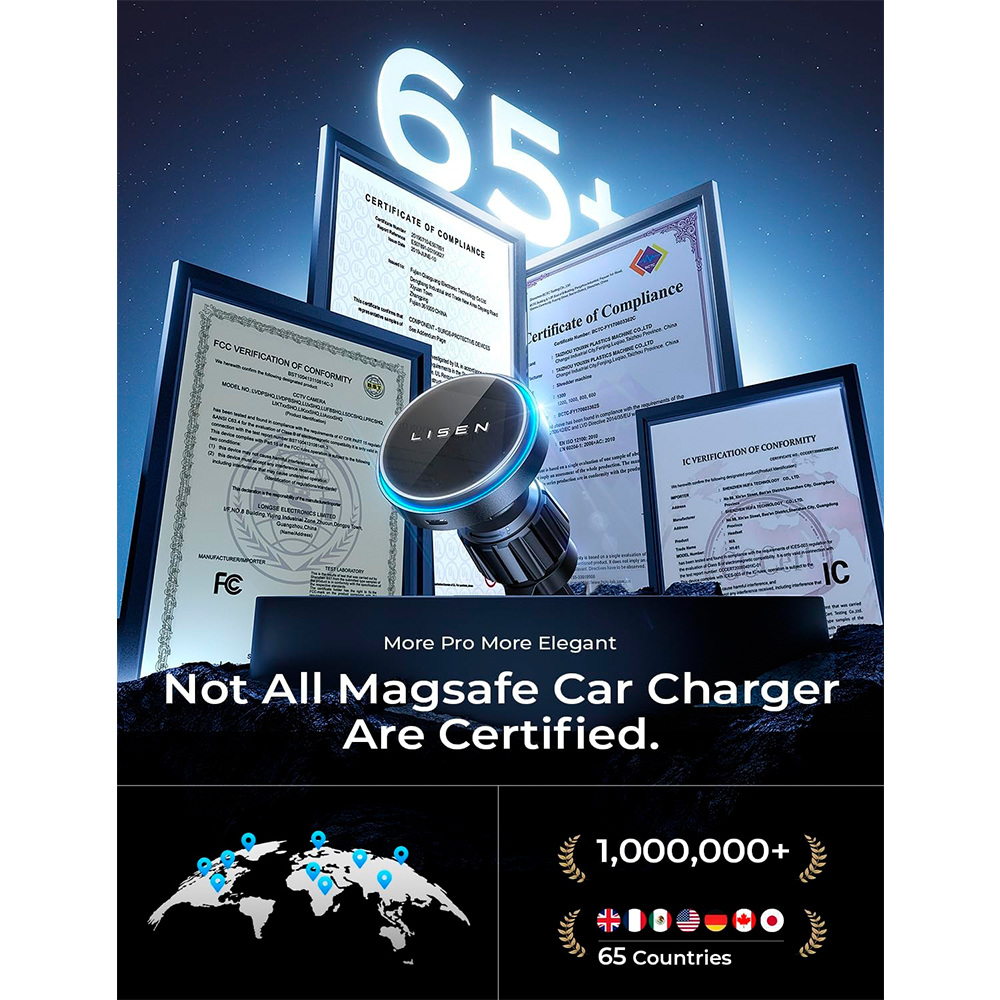 Suporte Magnético Carro Lisen MagSafe Painel 360 Celular