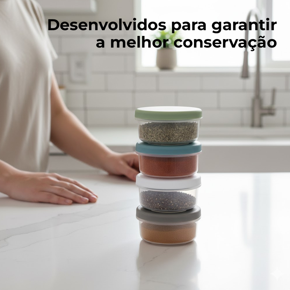 Kit 4 Potes De Condimentos Life Para Tempero e Ervas